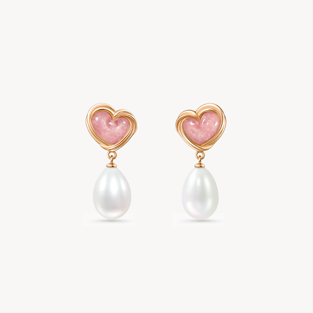 롤라로즈 Cookie Heart 로도나이트 핑크 하트 여자귀걸이 LR62304 - 메인 이미지