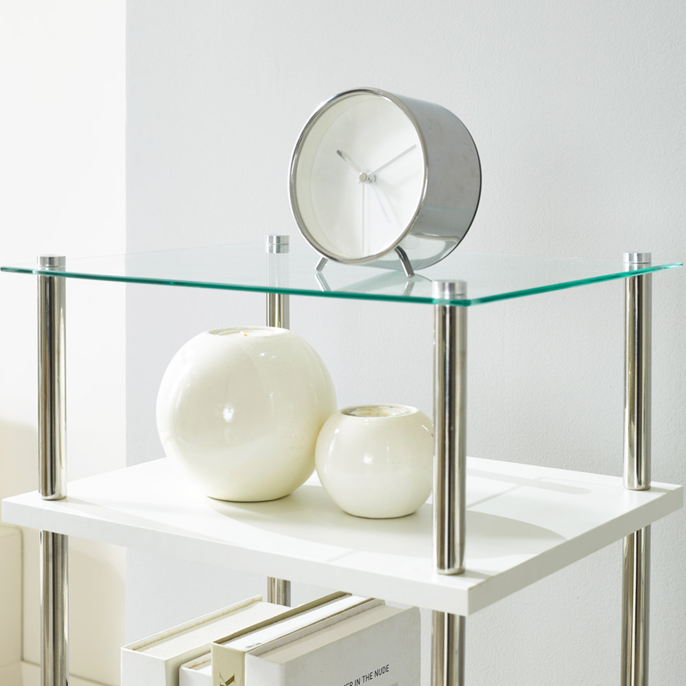 다용도 모듈 스테인리스 선반 350x300x935mm, 4단, 화이트