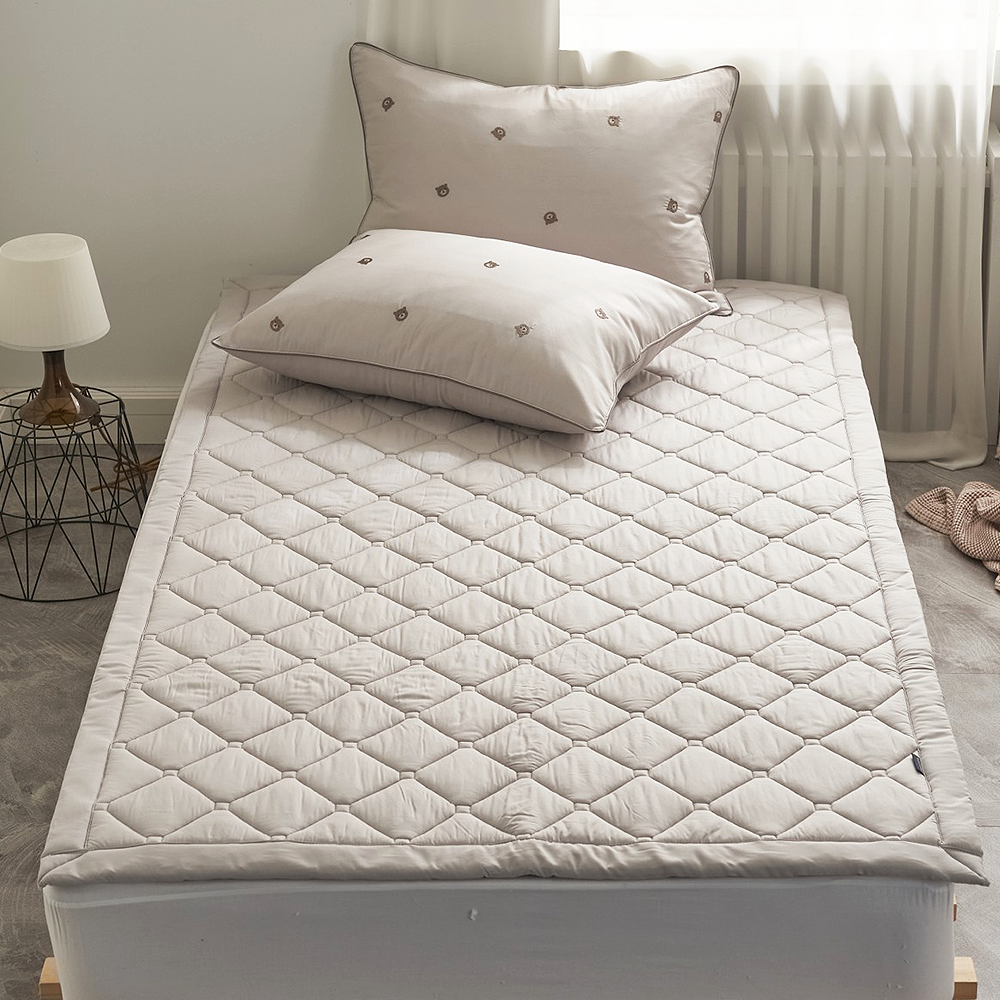 쿠에뜨 모달 100% 무지 순면 카페트 논슬립 고정밴드 SS 초코 침대패드