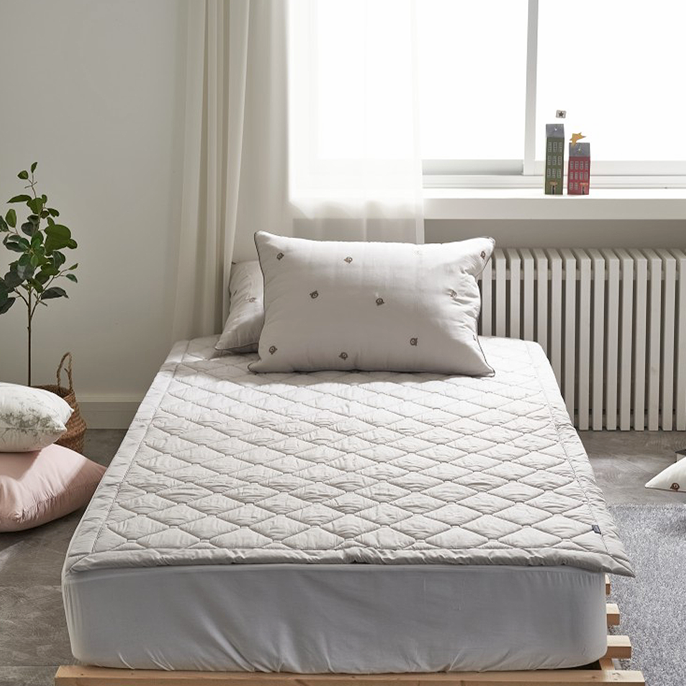 쿠에뜨 모달 100% 무지 순면 카페트 논슬립 고정밴드 SS 초코 침대패드