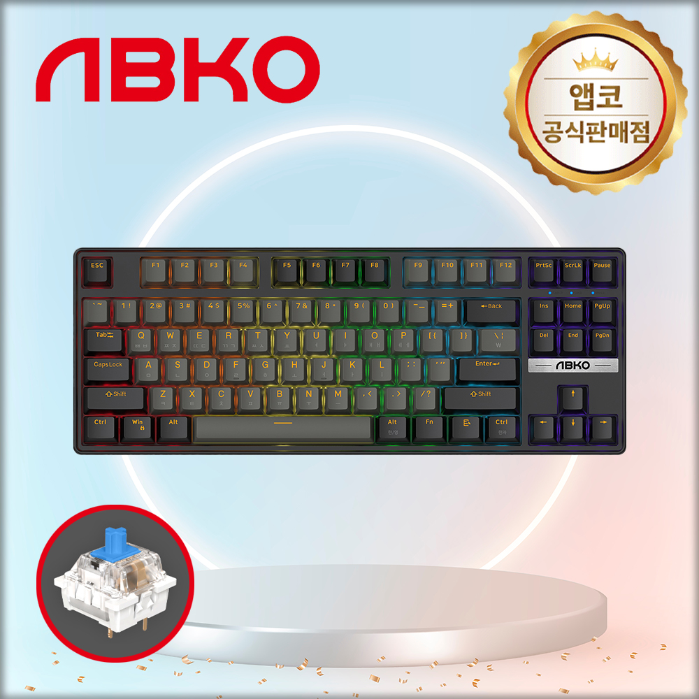 국내정발 앱코 K480 교체축 게이밍 기계식 텐키리스 키보드 젠틀맨, 청축, 50g