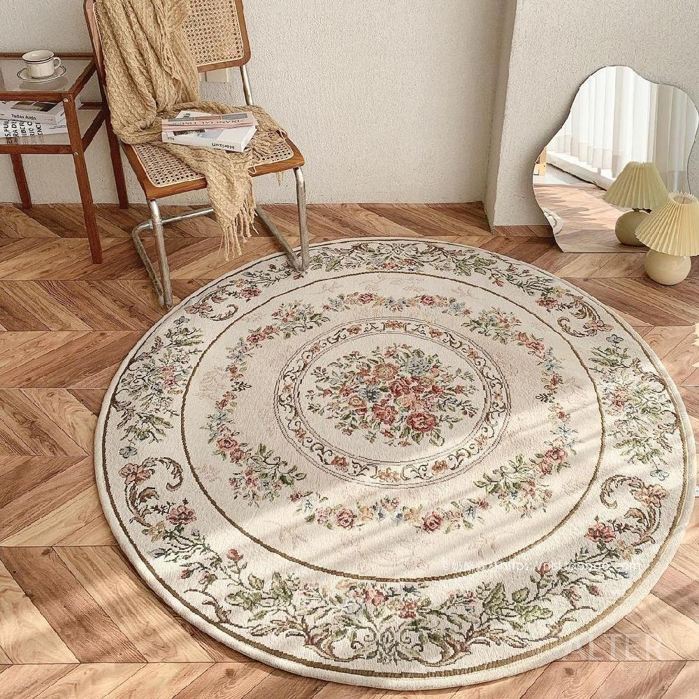 둥근 원형 소품 침실 매트 카펫 거실 라운드 감성 러그 촬영 베이지 바닥 매트 직경 120cm - 상세 이미지 4