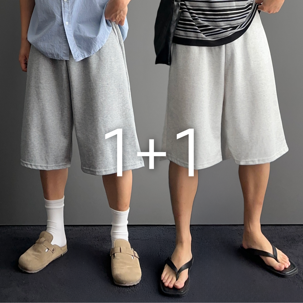 1+1 남자7부반바지 회색반바지 벌룬팬츠 - 상품 이미지