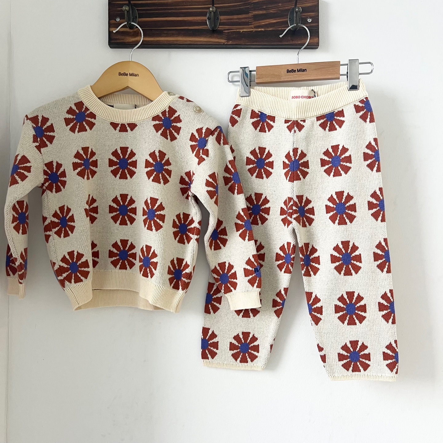 25FW 보보쇼즈 베이비 올오버 패턴 니트 팬츠 아이보리 B225AB103 199 - 상세 이미지 5