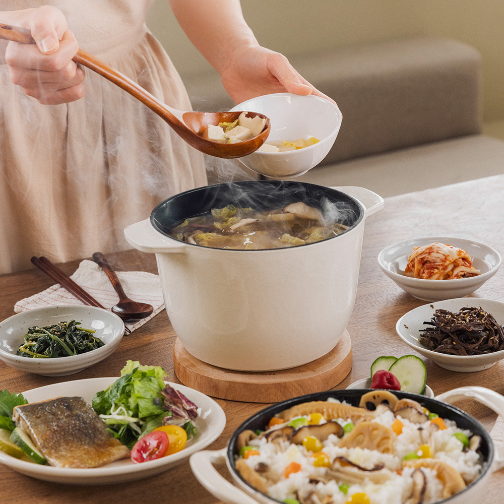 포네 온기 무쇠 냄비 2종 세트 인덕션 주물 라이스 솥밥 20cm 팟&웍