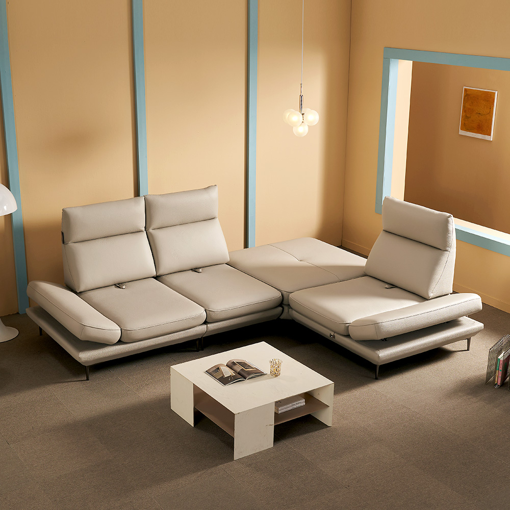 쉐우드가구 루체 이태리 천연통가죽 기능성 스윙 소파 6인용 코너형 / 국내제조 E0