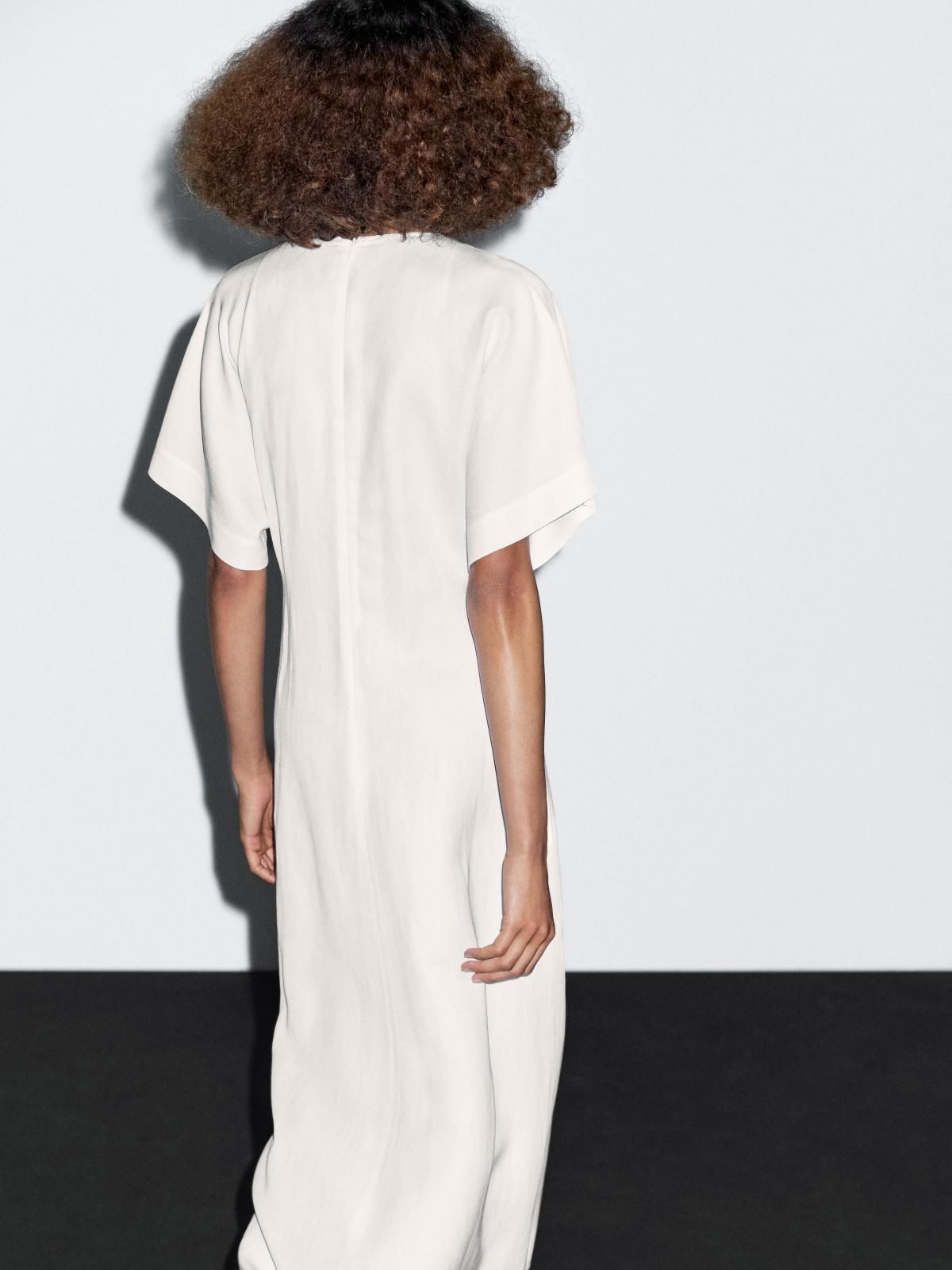 마시모두띠 플레어 브이넥 미디 원피스 6612/530 OFF WHITE - 상세 이미지 4