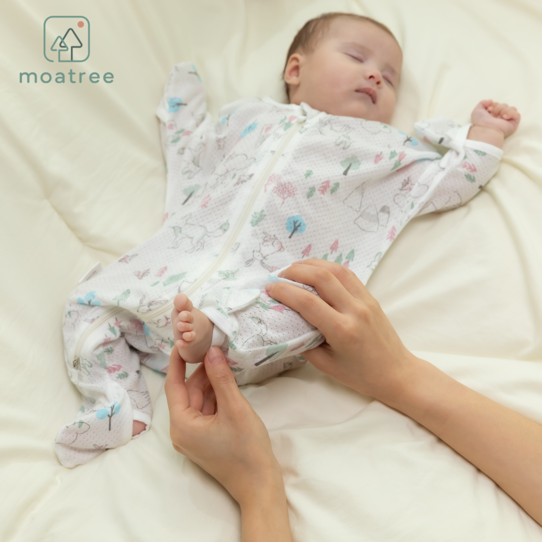 모아트리 아기슬리핑백 꿀잠슈트 수면조끼 신생아 아기수면잠옷 스와들졸업 오가닉 메쉬