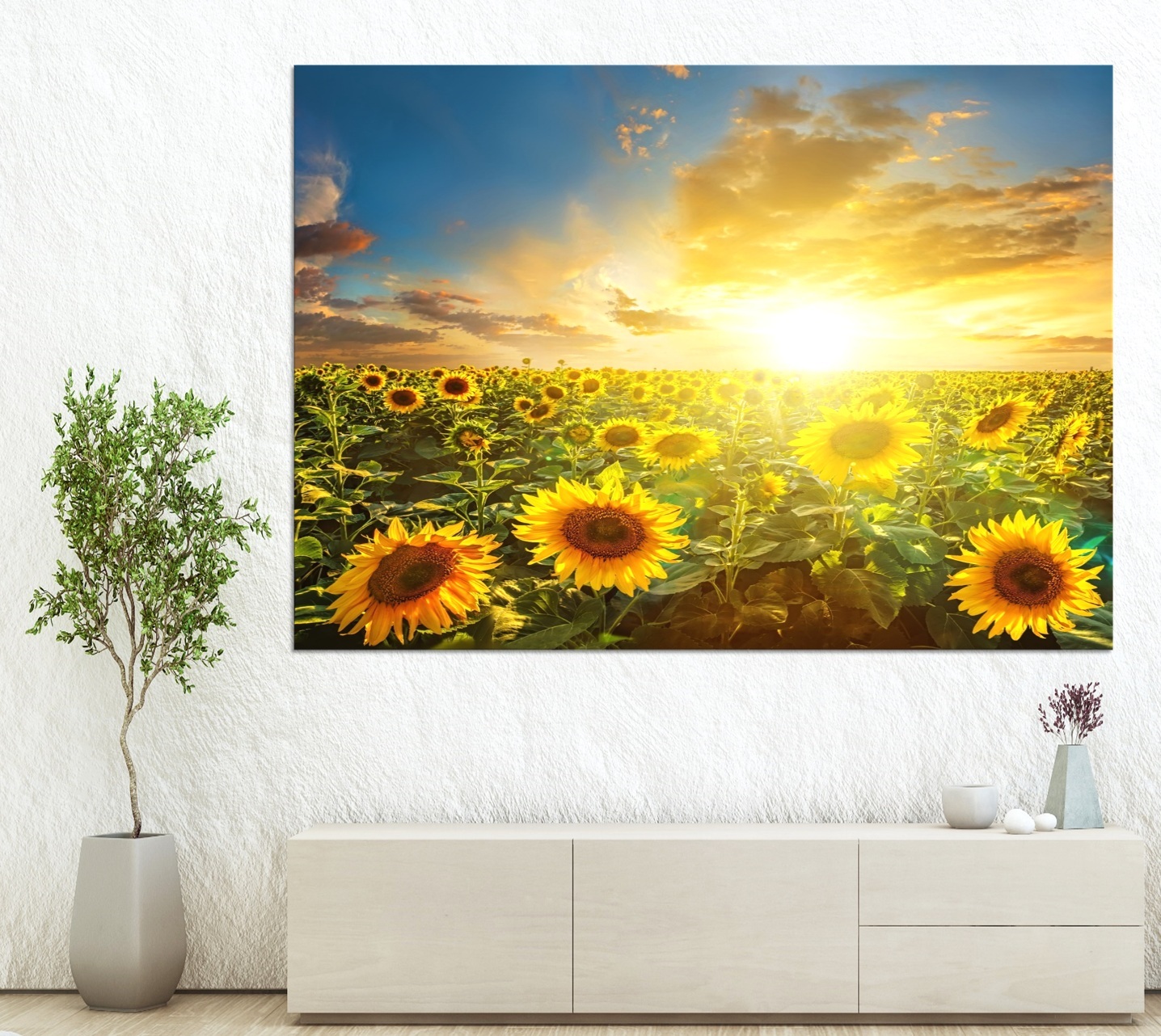 해바라기 액자 120x80cm 그림 돈들어오는 벽인테리어 사무실 거실 황금빛 해바라기들판