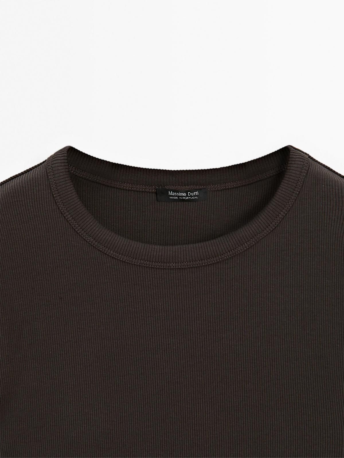 마시모두띠 미니멀 슬림핏 코튼 블렌드 반팔 티셔츠 6895/918 BROWN - 상세 이미지 3