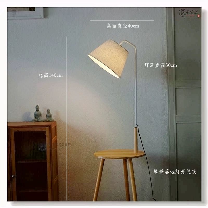 LED 테이블 장스탠드 조명 활스탠드 밀도판 인조목테이블-주름등갓-따뜻한LED전구 - 상세 이미지 5