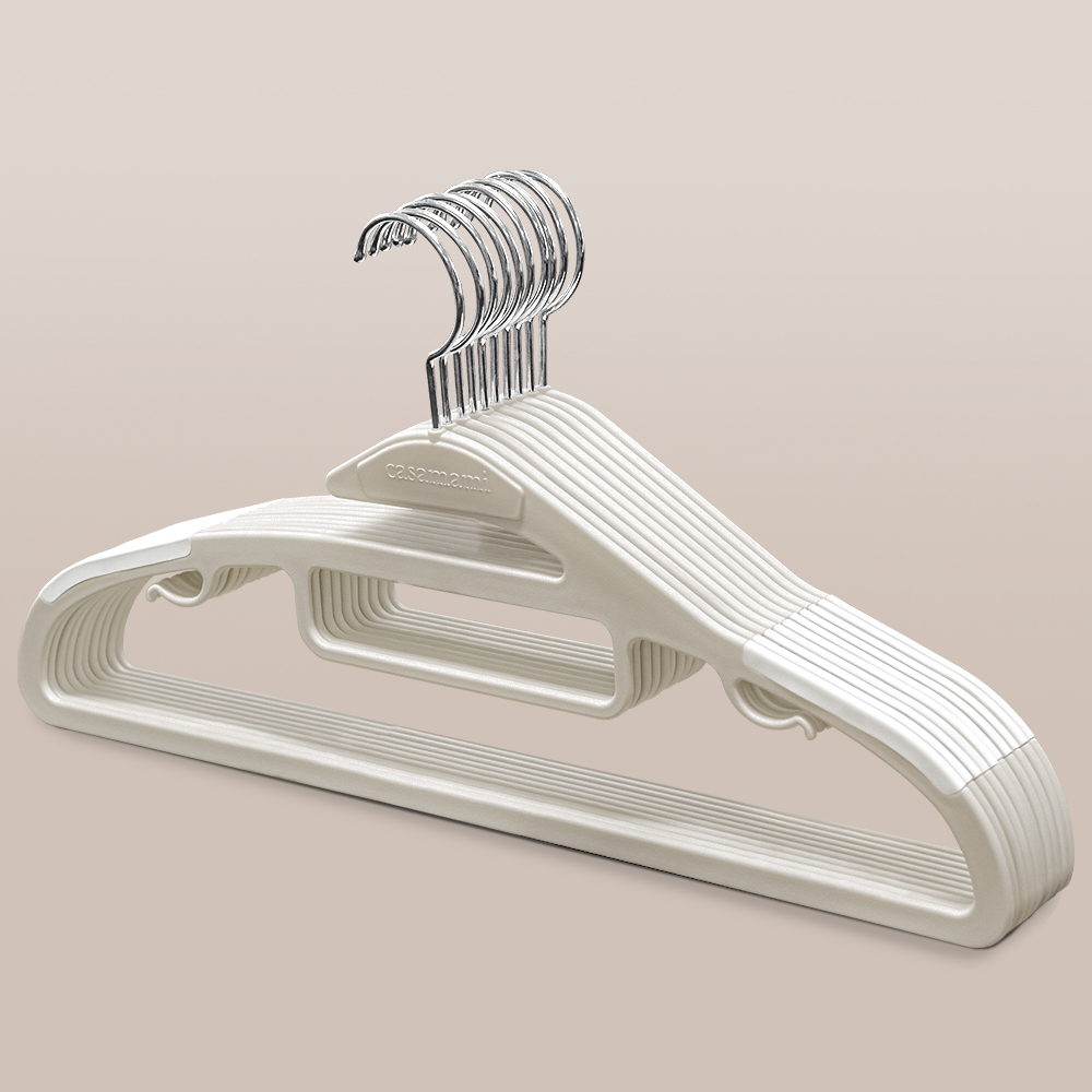 국내제작 까사마미 화이트 옷걸이 100P 어깨뿔방지 상의 니트 티셔츠 멀티 옷걸이 제품 이미지