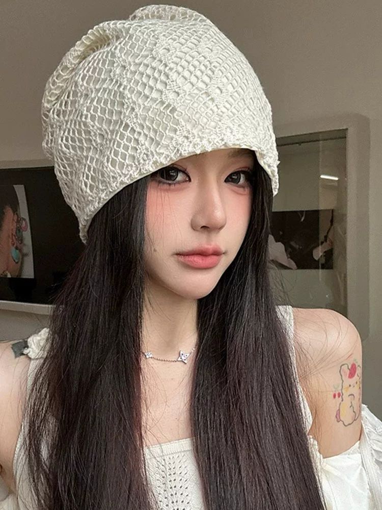 여름 비니 가발 항암가발 항암모자 비니모자 미백 모자+짧은 직모+발망 - 상품 이미지