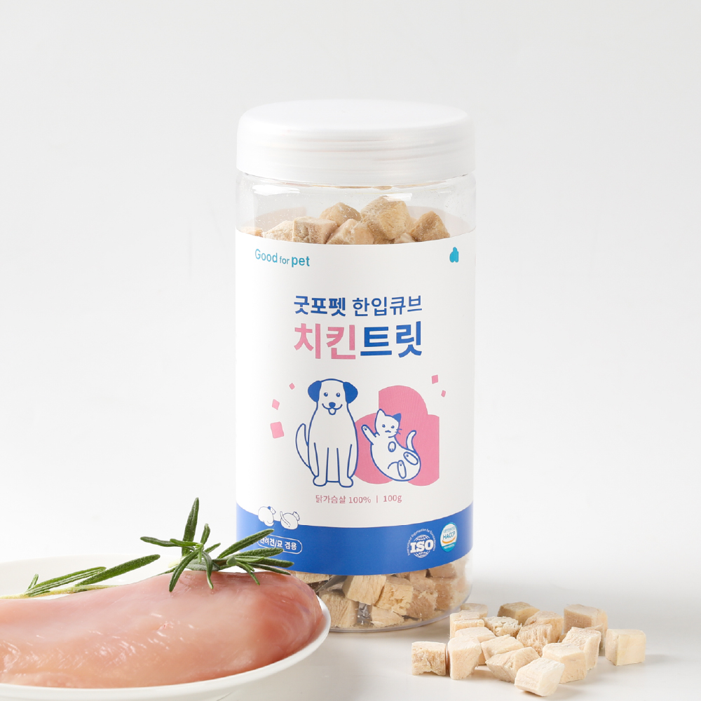 굿포펫 동결건조간식 트릿 원물100% 국내생산 치킨, 100g, 1개 - 상품 이미지
