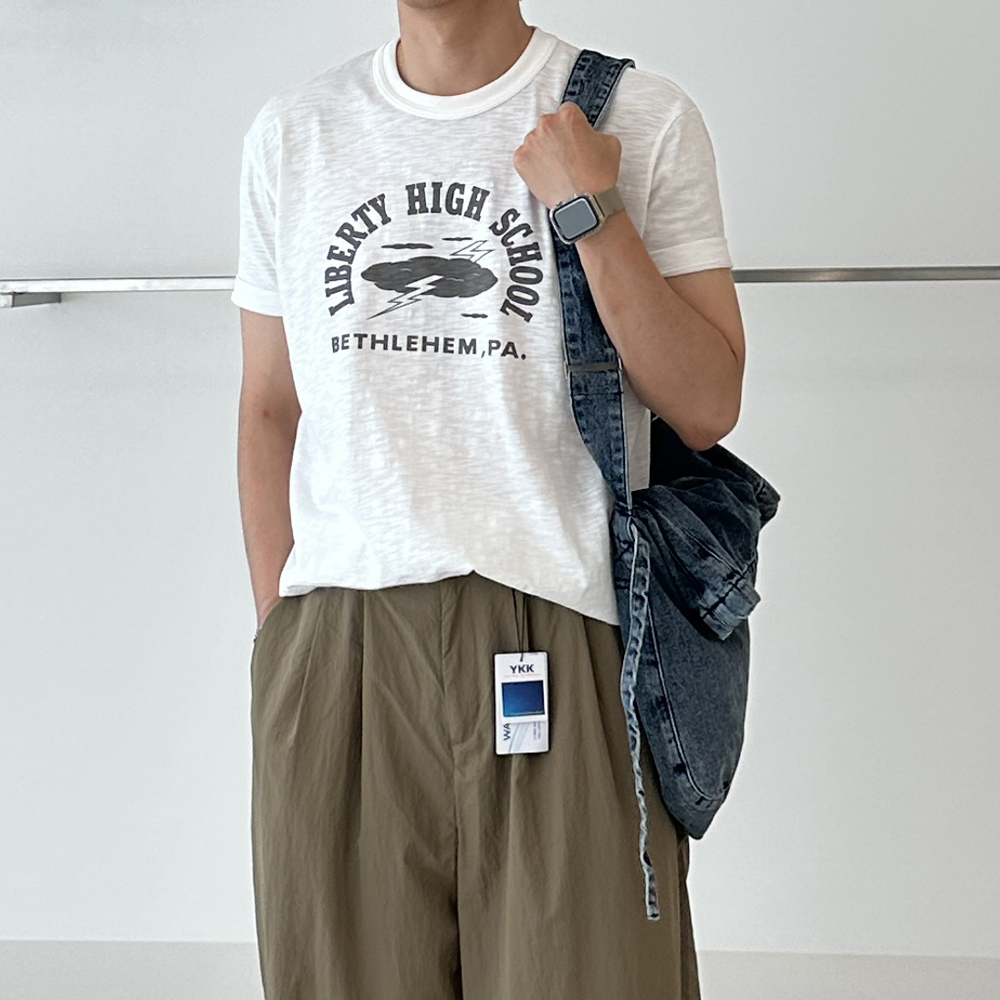 슬리브 쿨 티셔츠 남자 반팔티 레터링 오버핏 머슬핏 반팔 - 상품 이미지