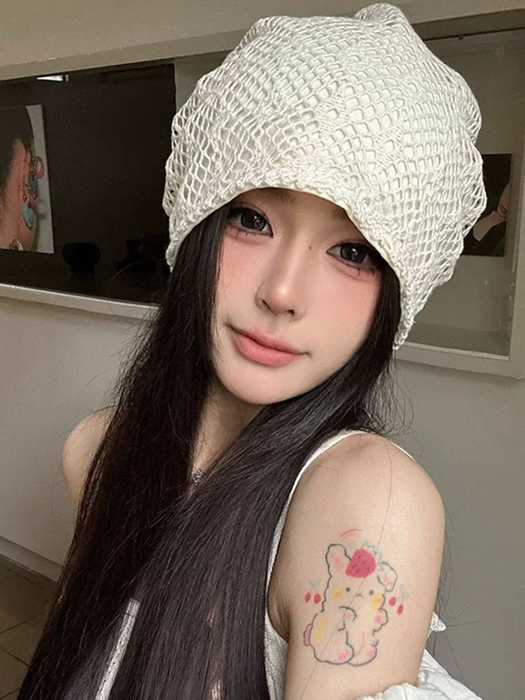 여름 비니 가발 항암가발 항암모자 비니모자 미백 모자+짧은 직모+발망 - 상세 이미지 4