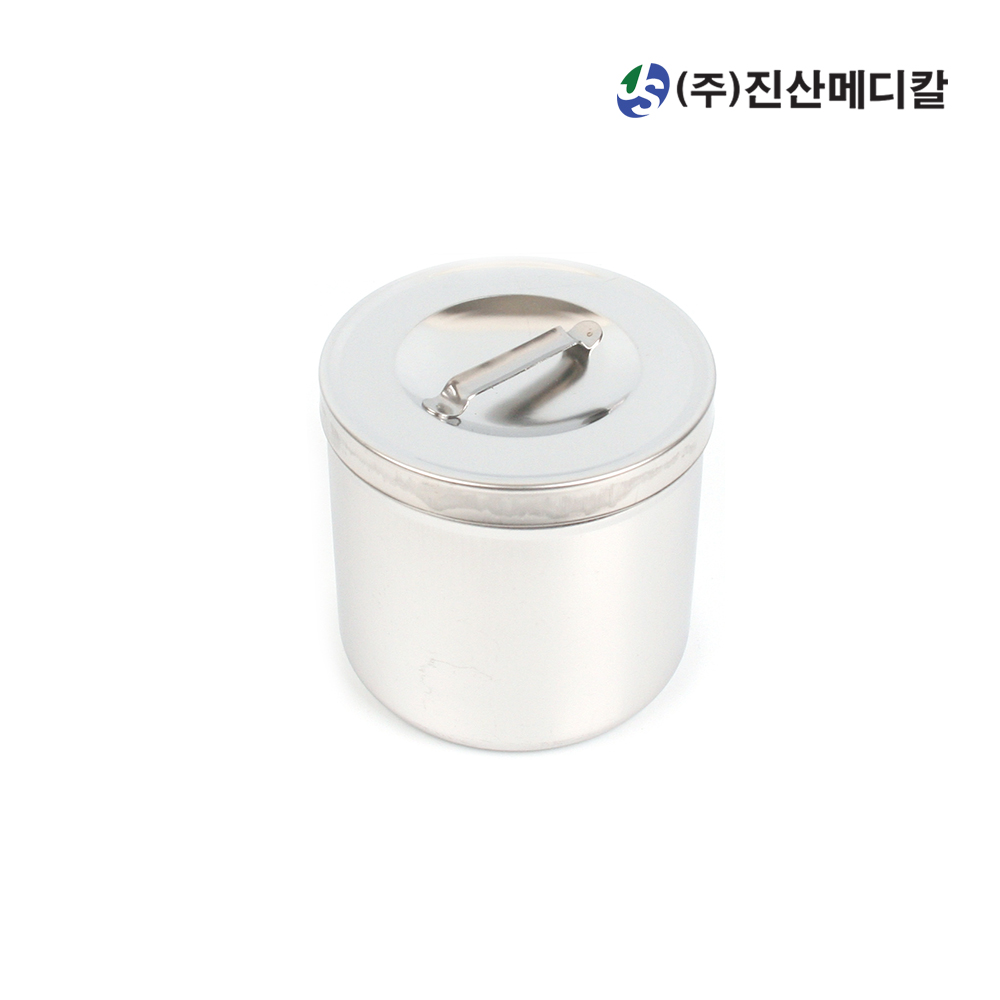 국산 고급형 스텐 스폰지캔 3호 115x120 소독캔 소독통 알콜솜통 병원 의료용 병원용 - 메인 이미지
