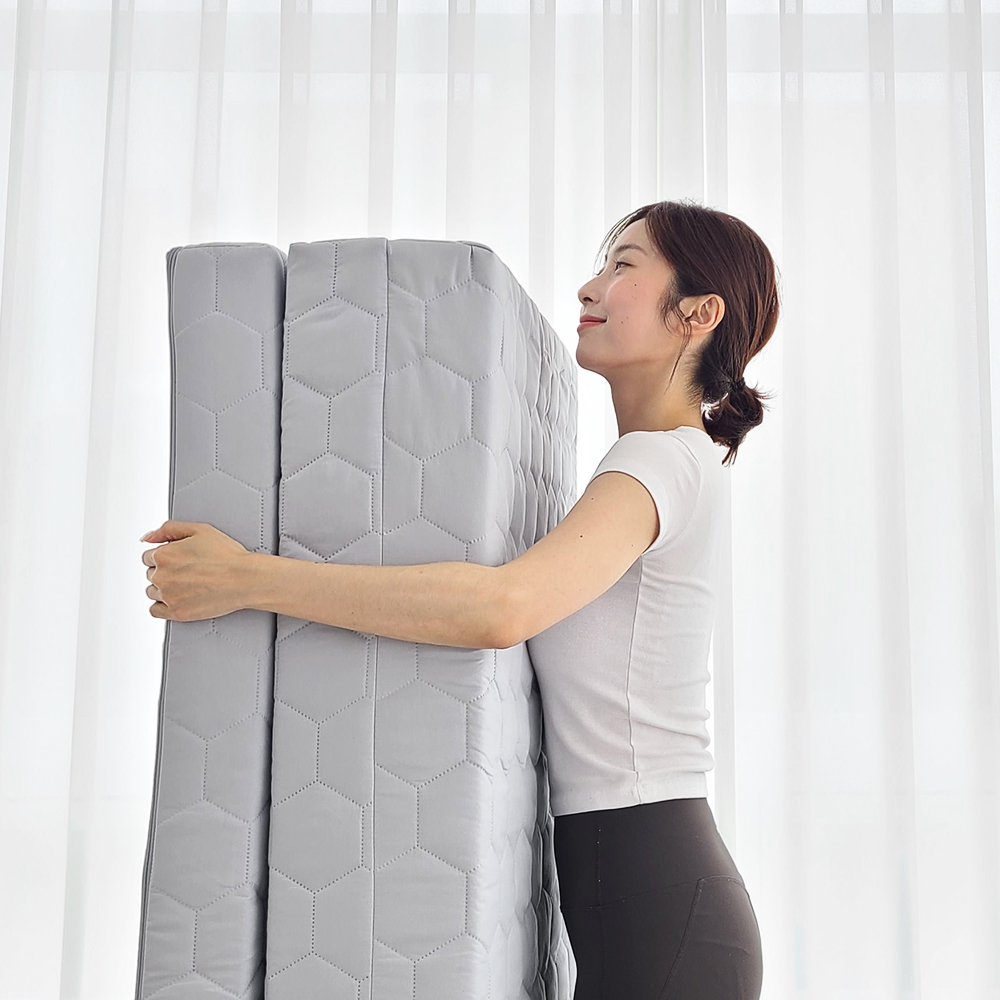 수면공학소 허리에좋은 단단한 3단 매트리스 바닥 수면매트 접이식 토퍼 차콜 13T MS