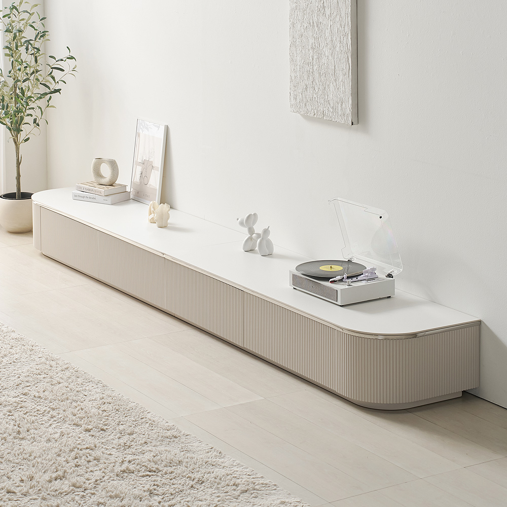 낮은 세라믹거실장 100인치 템바보드 폭넓은 TV거실장 티비다이 3200, 화이트