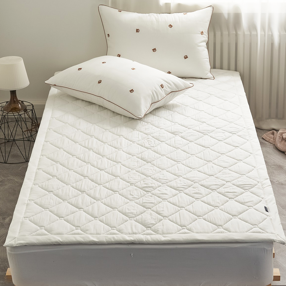 쿠에뜨 모달 100% 무지 순면 카페트 논슬립 고정밴드 SS 초코 침대패드