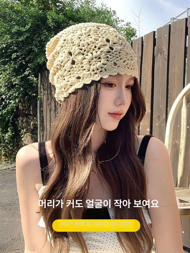 모자가발 항암비니 긴머리 항암가발 베이지 냉브라운 장발 웨이브 A - 상세 이미지 2