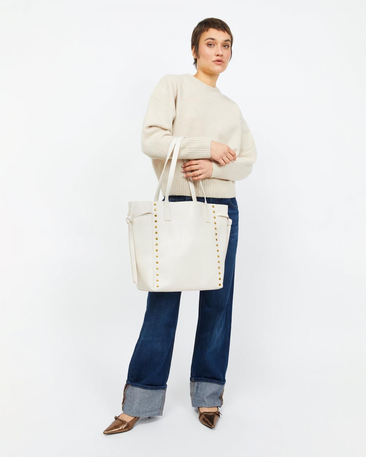 미사코 메탈릭 디테일 베이직 쇼퍼백 Ranty1 라지 RANTY-1-5000046117019 BEIGE - 상세 이미지 2