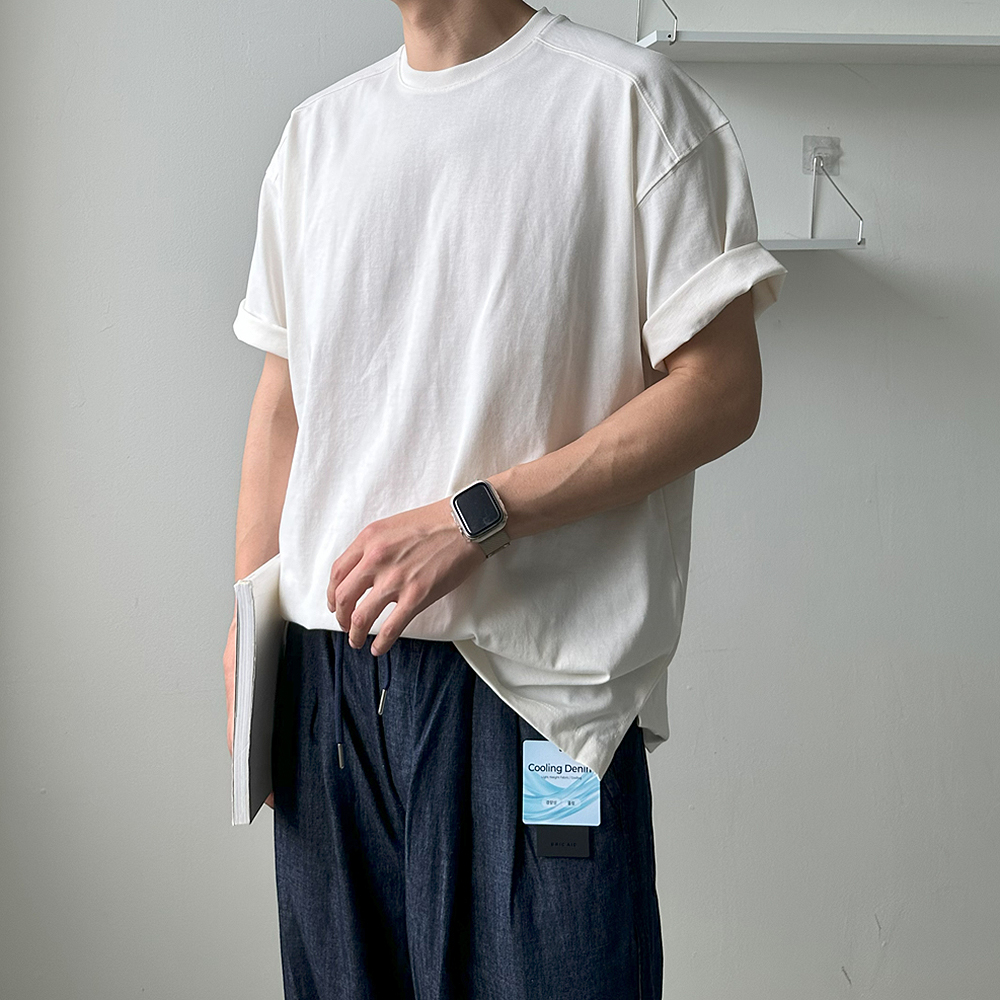 남자 반팔티 오버핏 절개 쿨 티셔츠 머슬핏 반팔 - 상품 이미지