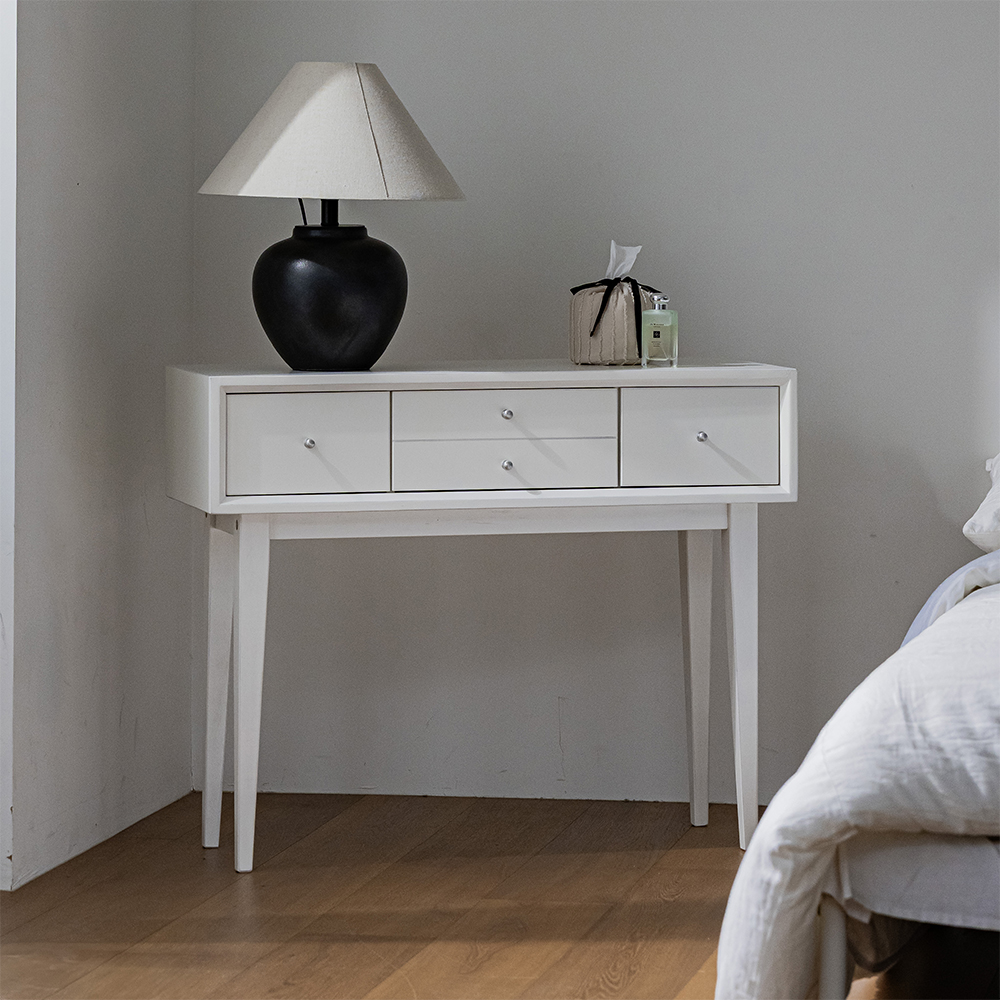 브리트 콘솔 테이블 화장대 원목 미니 슬림 폭좁은 현관 거실 복도 화이트