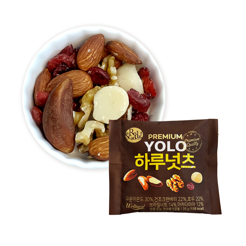 YOLO 하루넛츠 프리미엄 견과류 25g 10봉 브라질너트 마카다미아 - 상품 이미지