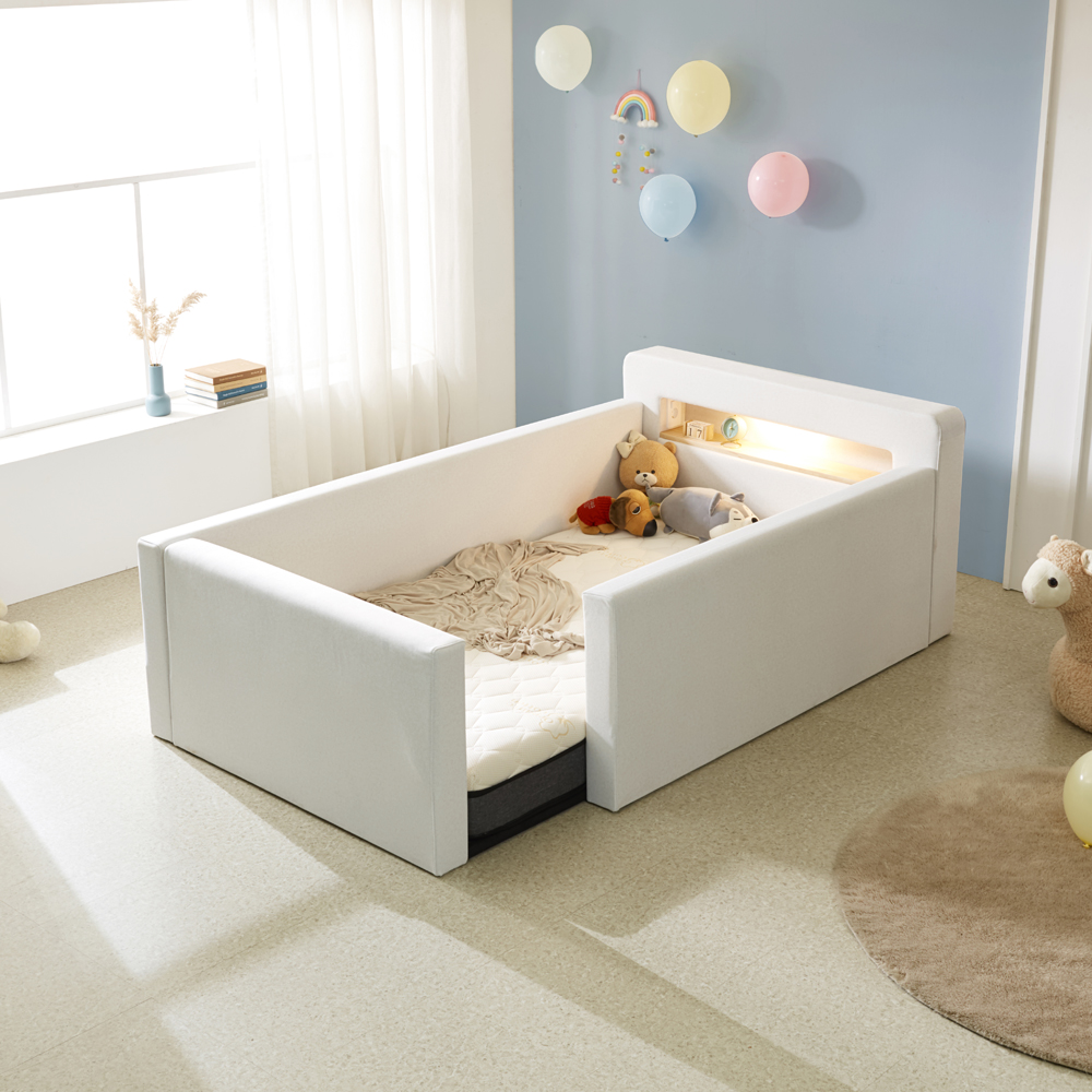 페라모 코코 데이베드 친환경 자재 패브릭 조명 저상형 아기 SS 침대 프레임 안전가드 3개