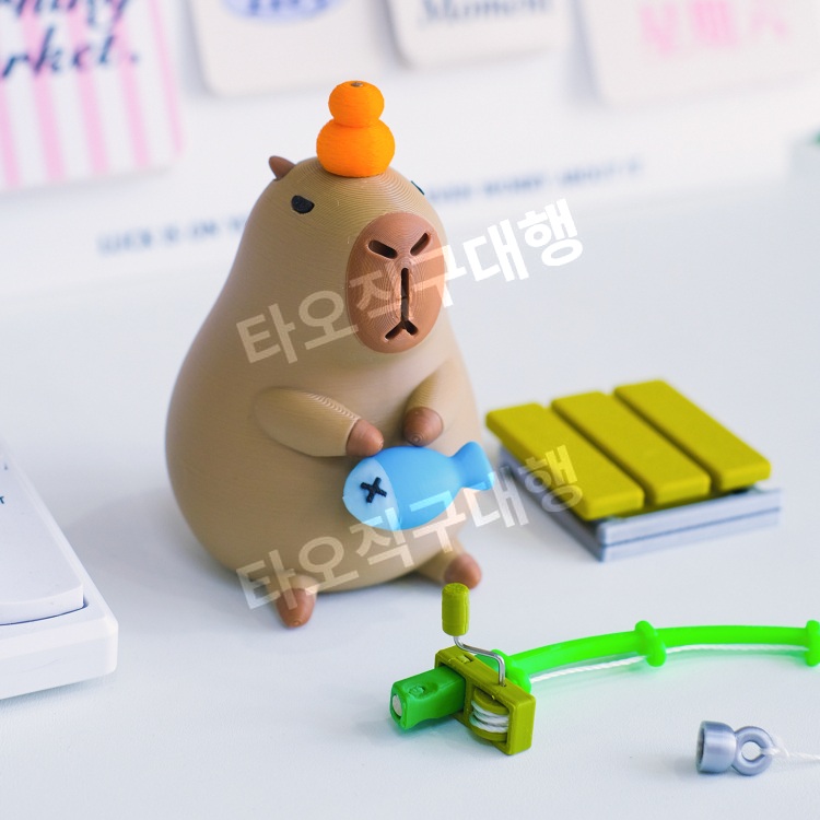 카피바라 피규어 소품 선물 미니어처 세트 귀여운 장난감 장식품 동물 - 상세 이미지 5