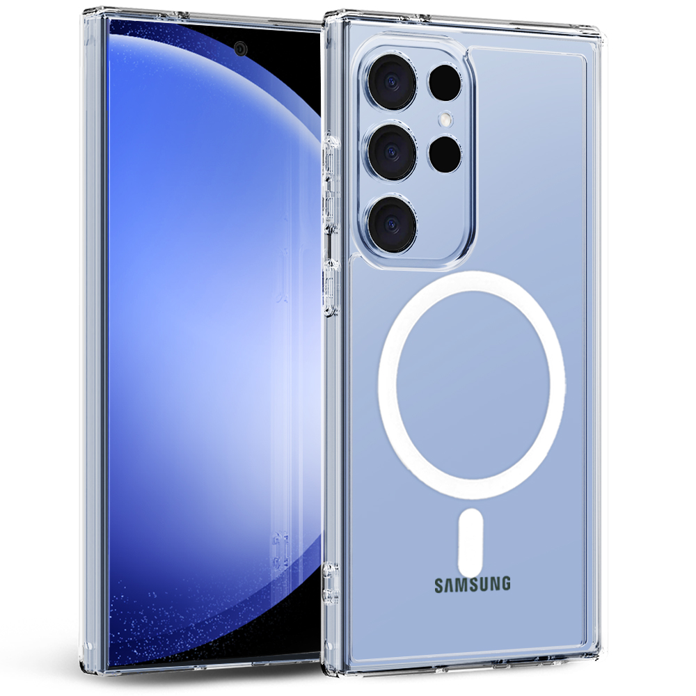 맥앤블랙 2배자력 맥세이프 케이스 핸드폰 범퍼 자석 투명, 갤럭시S23 울트라