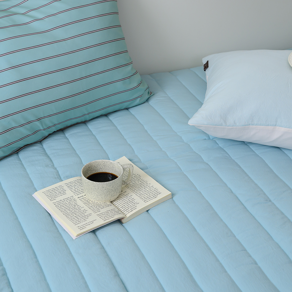 국산 누빔 침대 매트리스 커버 진드기방지 알러지케어 매트 시트 네이비, F(패밀리)