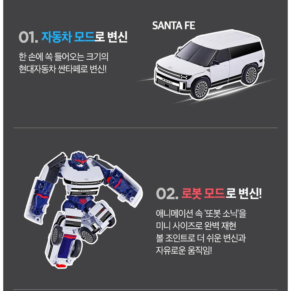또봇 미니 소닉 현대 싼타페 자동차 변신 로봇 로보트 크리스마스 장난감 선물 스티커 세트 - 상세 이미지 2