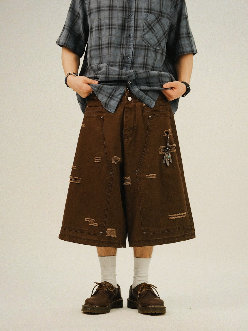 GN Damaged Double Knee Bermuda Pants | 세미카지