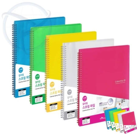 칼라칩 스프링화일 20매PP투명 A4 서류보관파일 문서보관파일 화일철