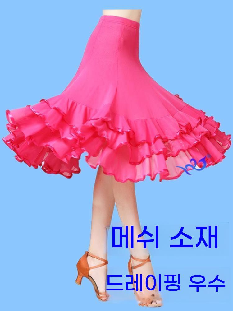 라인댄스복 치마 프릴 댄스복 스커트 탱고 자이브 댄스의상 왈츠 캉캉 - 상세 이미지 4