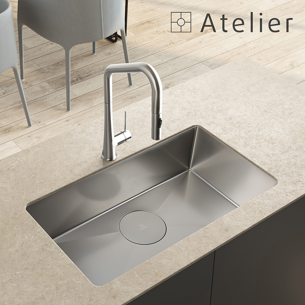 ATELIER 아뜰리에 NOVA830 사각싱크볼 언더씽크볼 엠보코팅 바스켓 배수구커버 포함