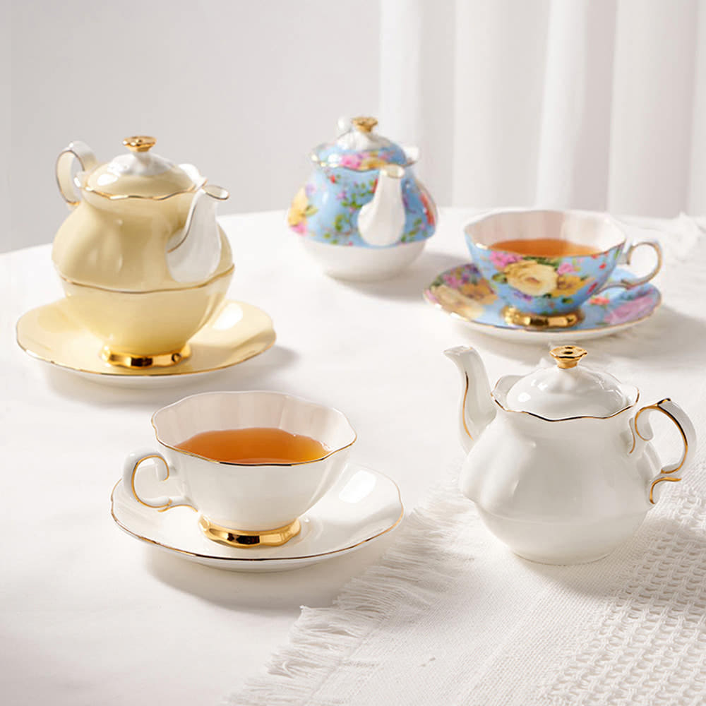 화이트 티포원 소형 차주전자 도자기 찻잔 티팟세트