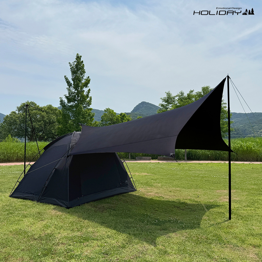 홀리데이 캠핑 블랙코팅 나일론 실타프 스팅레이 헥사 타프