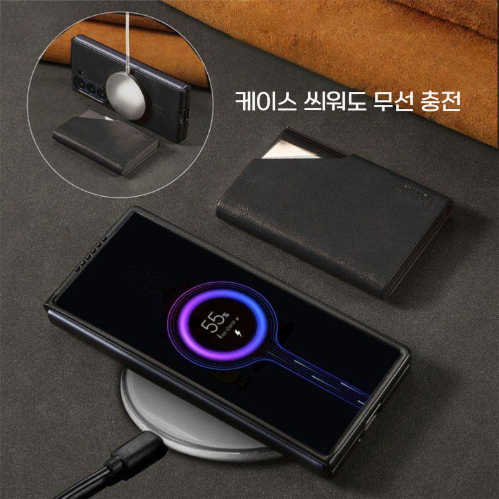 갤럭시 z폴드7 케이스 맥세이프 탈부착 대용량 카드지갑 가죽 커버 - 상세 이미지 3