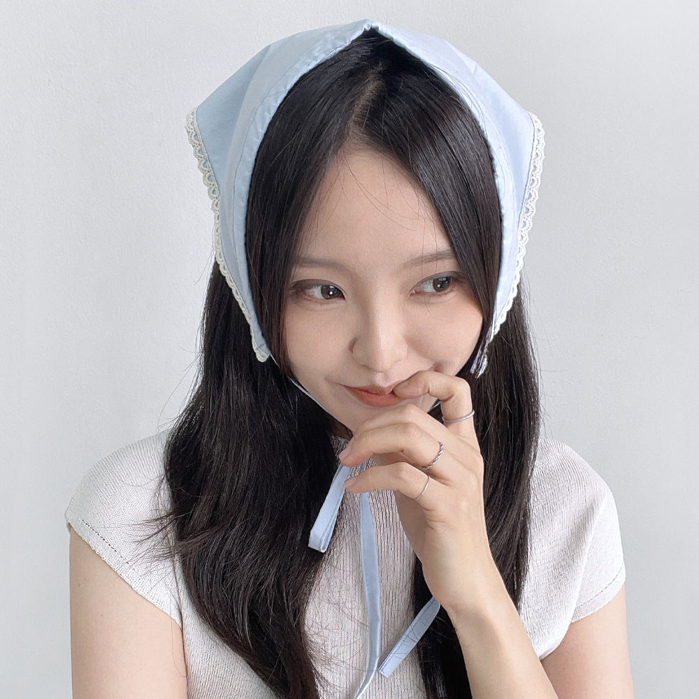 레이스 두건 헤어커치프 휴양지 여성 삼각 스카프 여름모자 - 상세 이미지 2