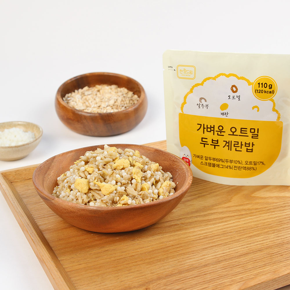 한끼드림 가벼운 오트밀 두부 계란밥 즉석밥 120kcal 무당 저지방 110g 1개 - 상세 이미지 2