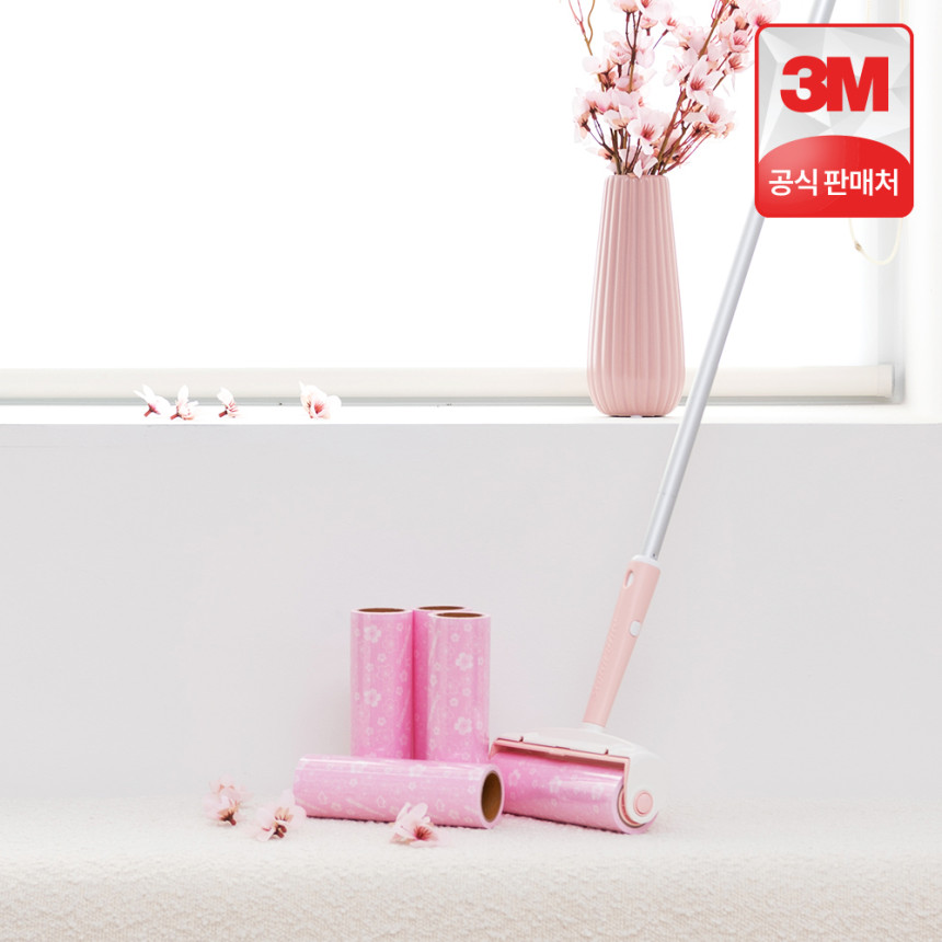 3M 스카치브라이트 돌돌이 테이프클리너 롤크리너 대형 클린컷 체리블라썸 롱핸들 밀대 세트(롱핸들 1개+리필 5입) 사진 6