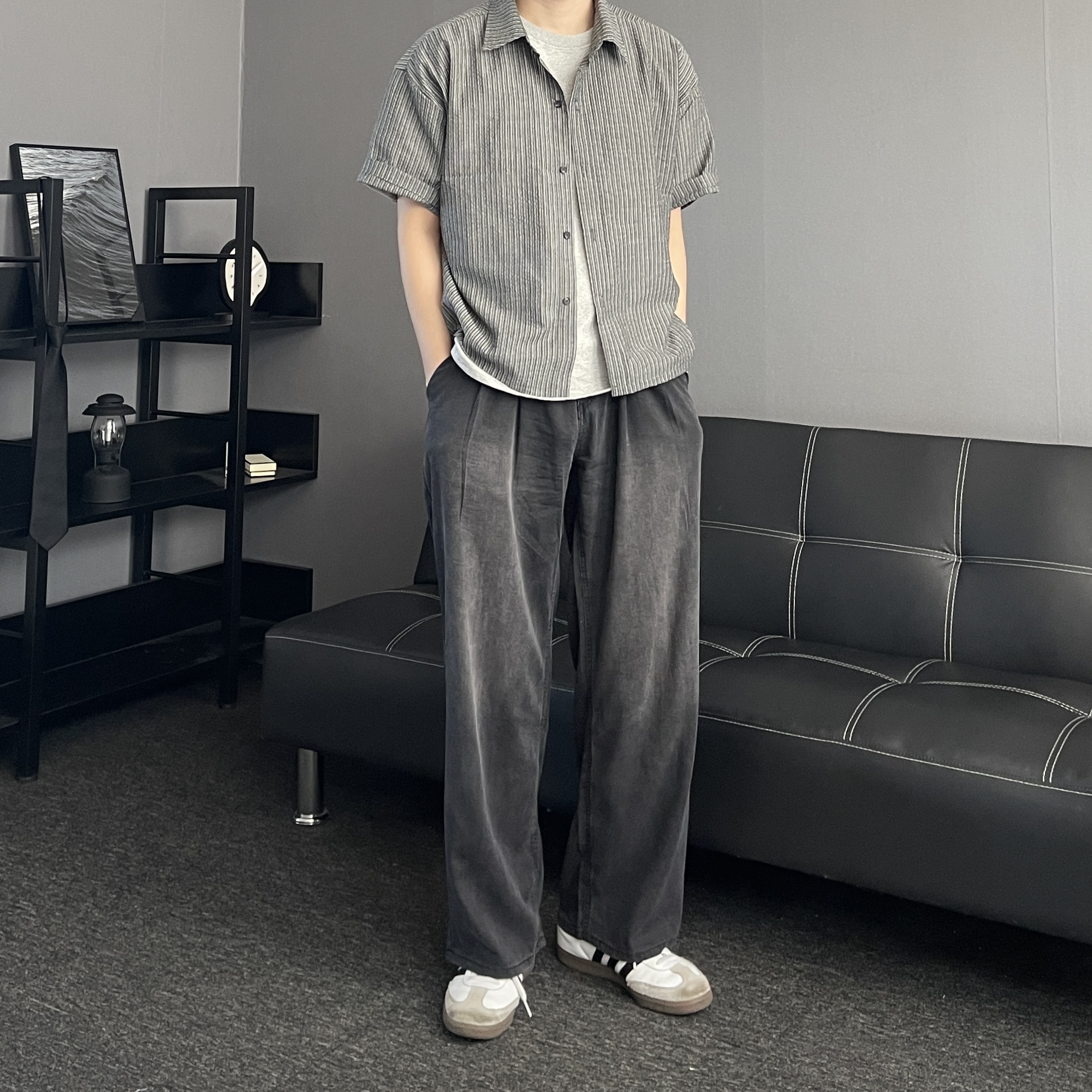 남자시어서커셔츠 남자크롭셔츠 린넨셔츠 - 상세 이미지 5