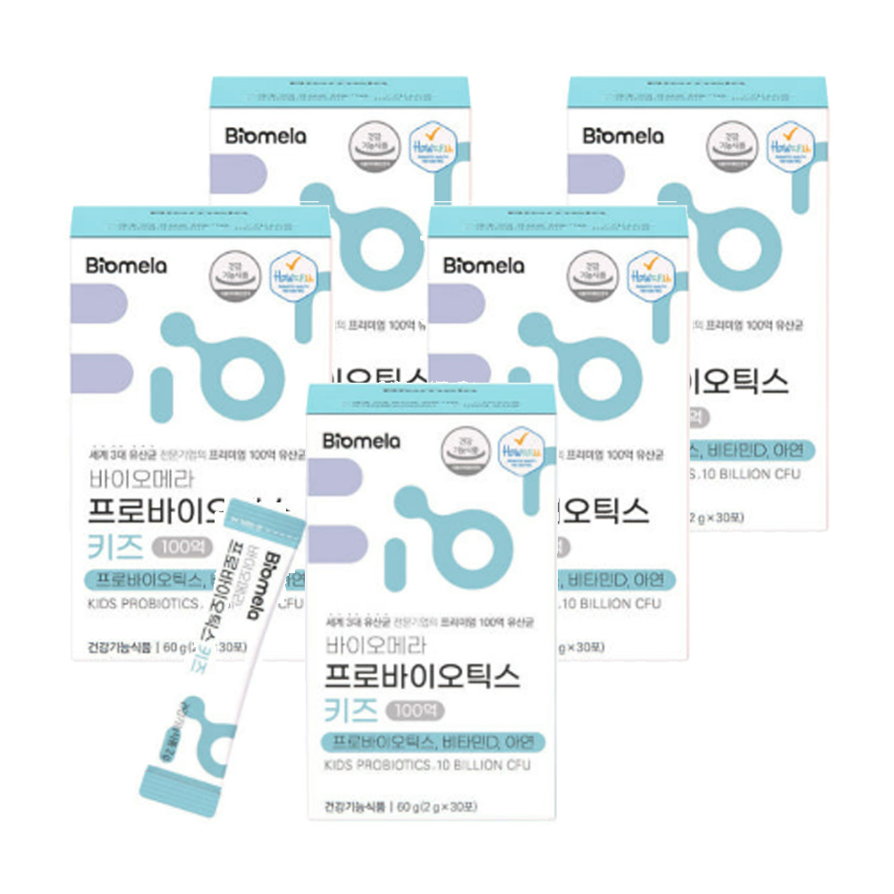 바이오메라 프로바이오틱스 키즈 유산균 우유맛 100억 30포, 5개
