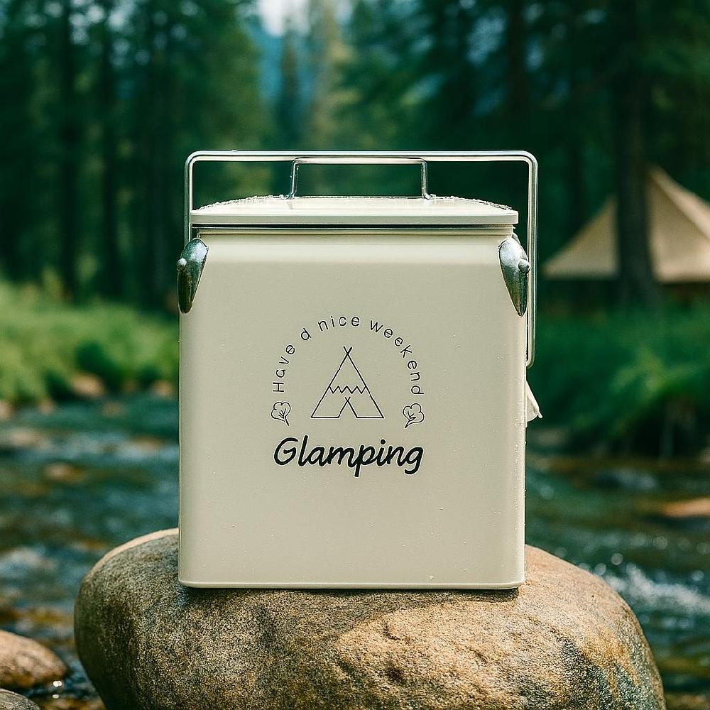 캠핑쿨러 레트로 감성 아이스박스 음료 메탈 보냉박스 아이보리
