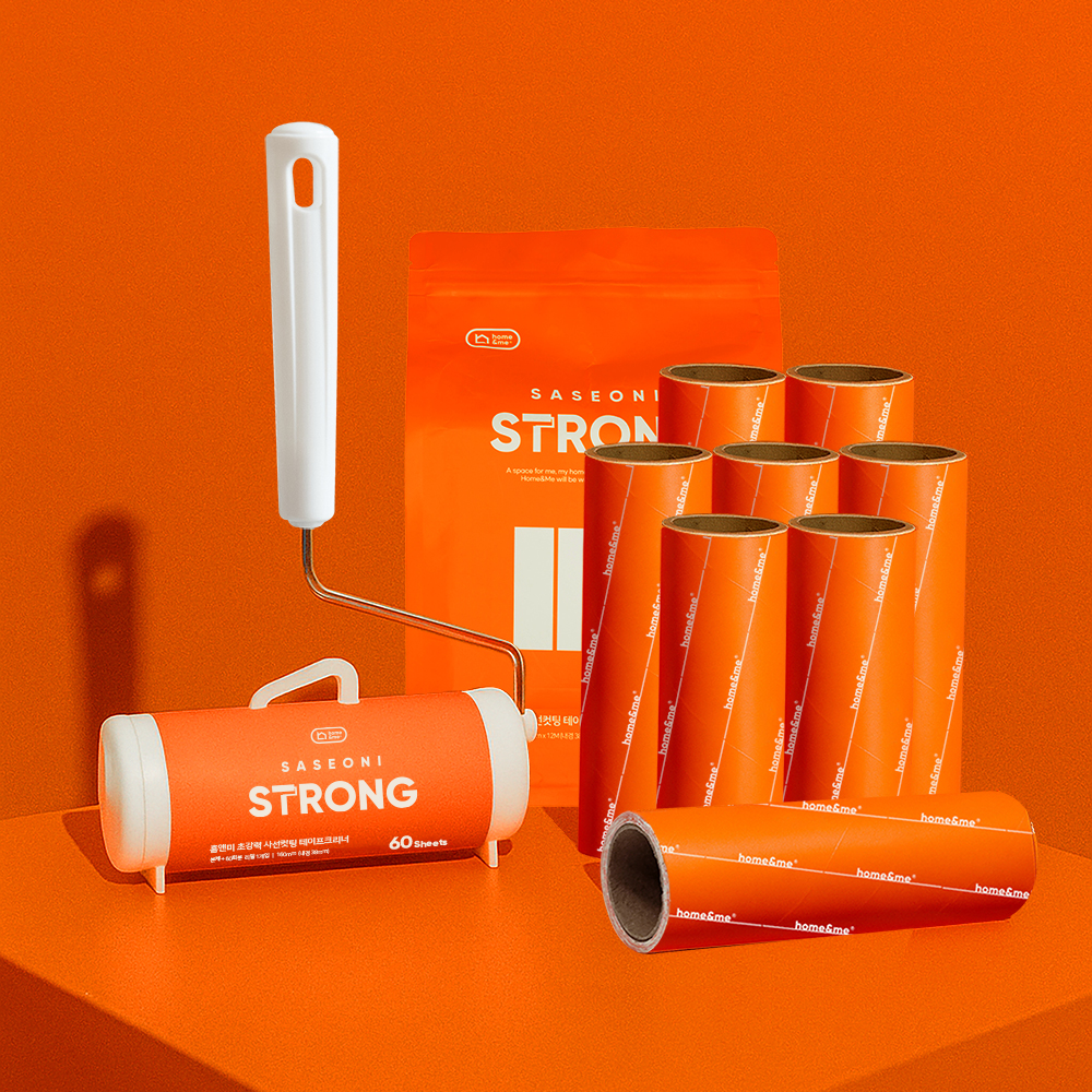 홈앤미 사선컷팅 스트롱 돌돌이 롤 테이프클리너 본체+리필 10개
