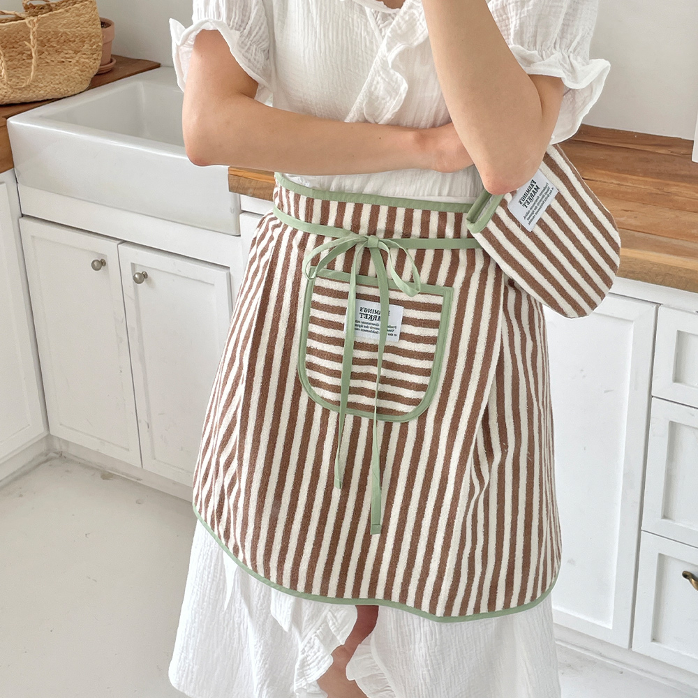 파밍스마켓 보떼 스트라이프 테리 앞치마 5color 물기제로 주방 카페 꽃집 감성 에이프런