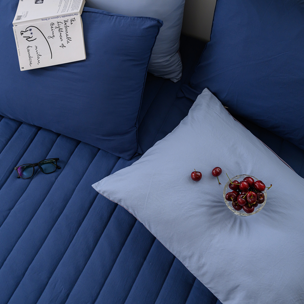 국산 누빔 침대 매트리스 커버 진드기방지 알러지케어 매트 시트 네이비, F(패밀리)